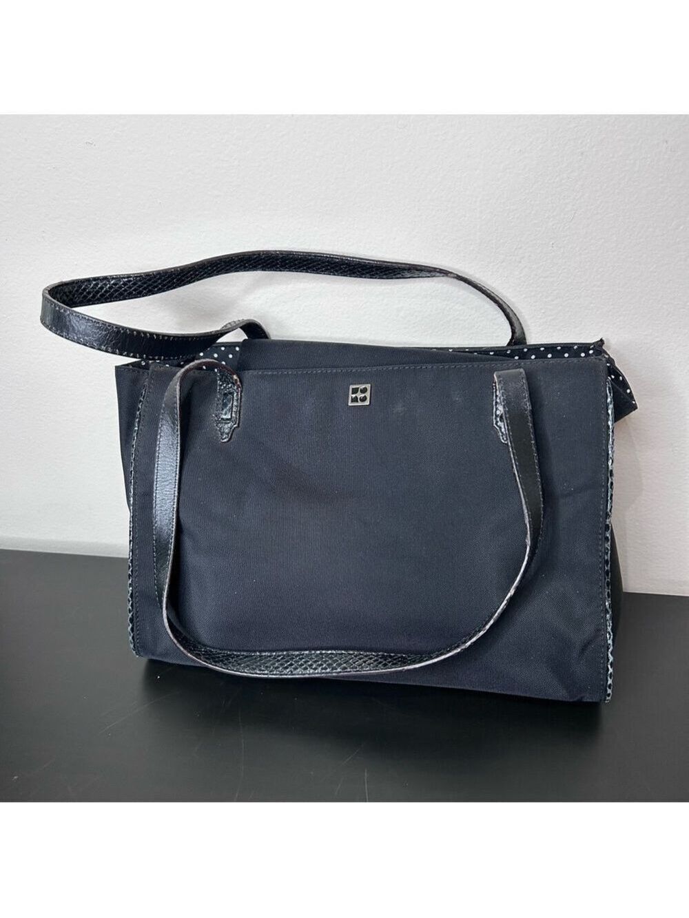 Kate Spade Black Nylon Tote Polka Dot Lining
